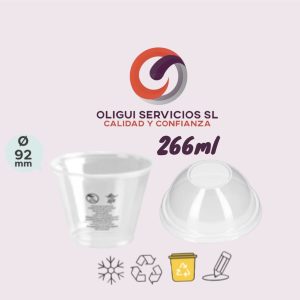 ENVASE REDONDO PET 266ML + TAPA CÚPULA CERRADA