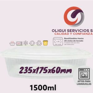 TARRINAS PP CON TAPA BISAGRA 1.500ML