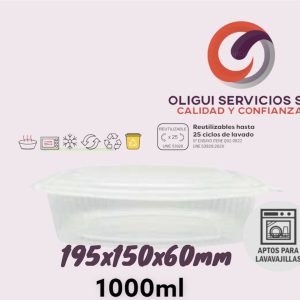 TARRINAS PP CON TAPA BISAGRA 1.000ML