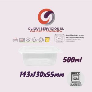 TARRINAS PP CON TAPA BISAGRA 500ML