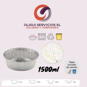 ENVASE REDONDO ALUMINIO 1 POLLO 1500ML+ TAPA CARTÓN