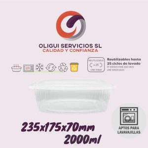 TARRINAS PP CON TAPA BISAGRA 2000ML