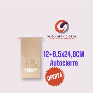 BOLSAS KRAFT AUTOCIERRE CON VENTANA 12+6,5X24,6CM